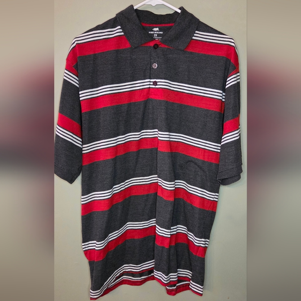 Red Rhino Striped Polo Shirt – Men’s 2X
